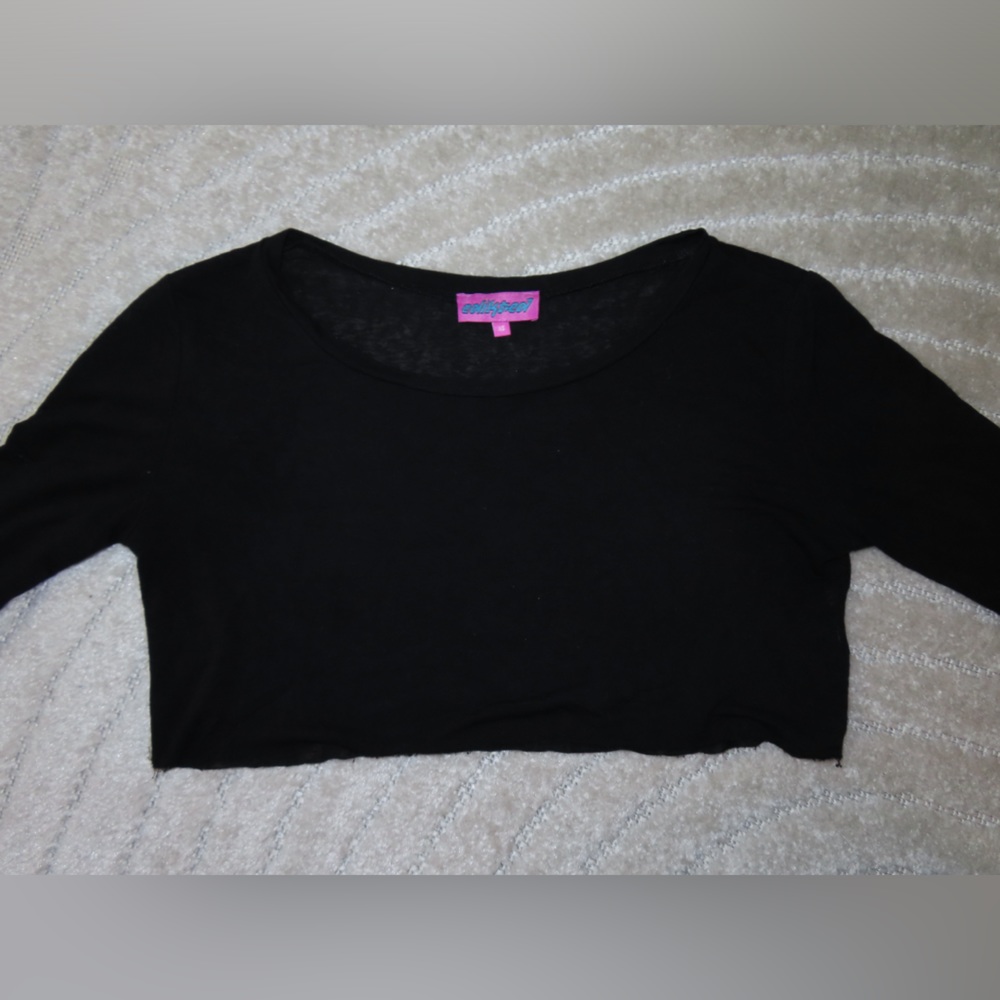 Black Sheer Cropped Long Sleeve